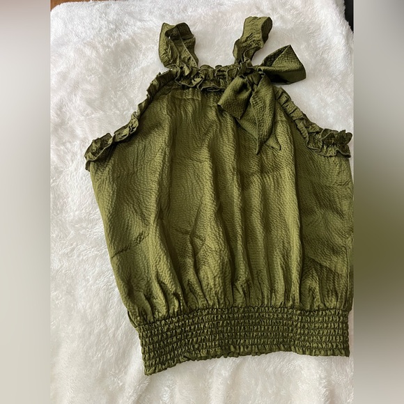 Bebe Olive Ruffle Tank Top - Picture 6 of 9
